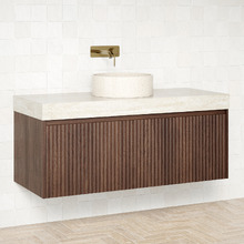 Florence Walnut 1200mm Vanity Package with Concrete Basin & LED Mirror